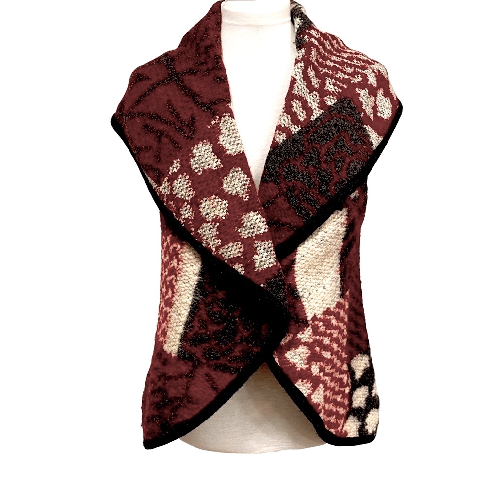 Dolcezza wool blend red & grey sweater vest cardigan. Women's size L